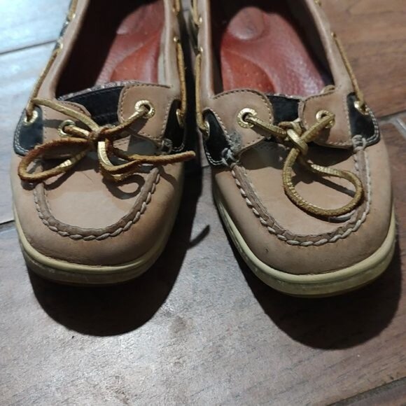 Sperry 8.5 sparkle cheetah loafer slip on boat shoes brown tan - Picture 2 of 5